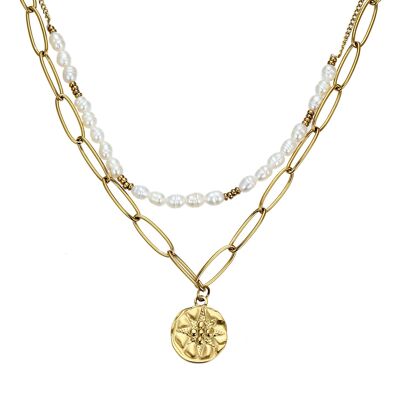 Unity necklace in golden steel