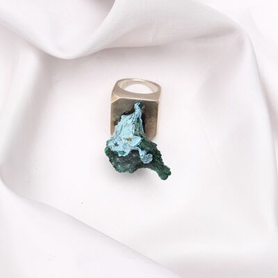 Bague Argent Malachite et Shaturite