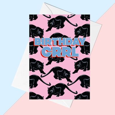 Birthday Grrl Panther Greeting Card