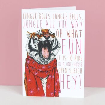 Carte de Noël Tigre Caroling Cats | Carte de Noël drôle de chat 5