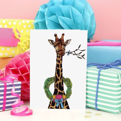 Giraffen-Weihnachtskarte | Festliches Fest | Lustige Weihnachtskarte