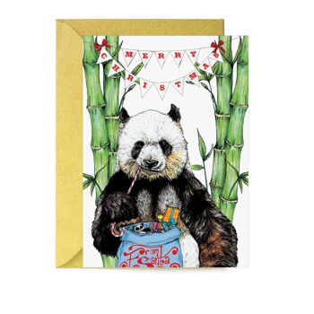 Carte de Noël Panda | Fête festive | Carte de Noël drôle 2