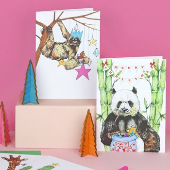 Carte de Noël Panda | Fête festive | Carte de Noël drôle 3