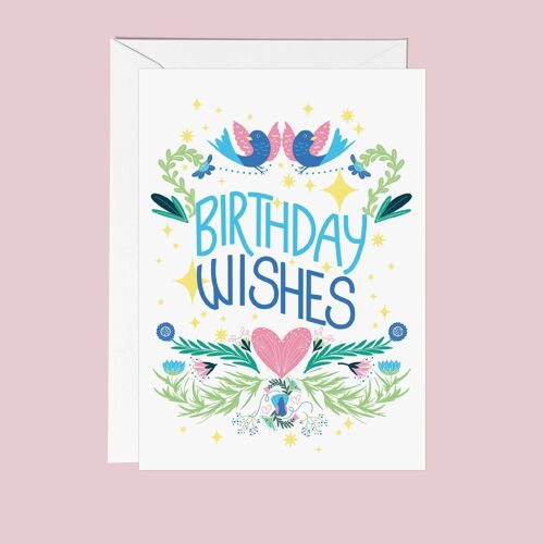 Folksy Birthday Wishes Greetings Card