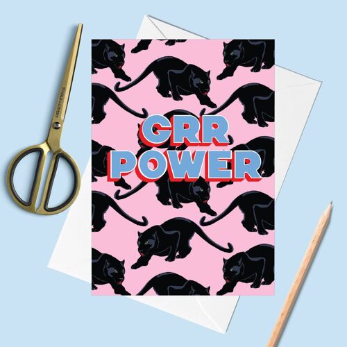 Grr Power Panther Greetings Card