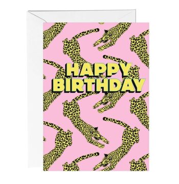 Carte de voeux de joyeux anniversaire léopard 2