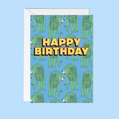 León del feliz cumpleaños tarjeta de felicitación | cumpleaños unisex | Tarjetas