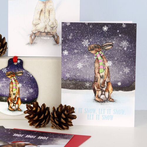 Let It Snow Festive Hare Christmas Card | Winter Wonderland