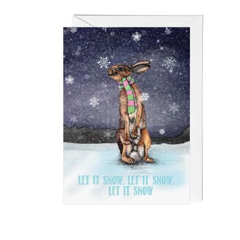 Laissez-le neiger carte de Noël de lièvre festif | Des merveilles d'hiver 2