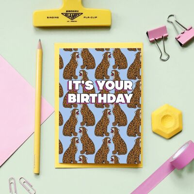 Es su leopardo del cumpleaños tarjeta de felicitación | Tarjeta de cumpleaños unisex | Tarjeta masculina