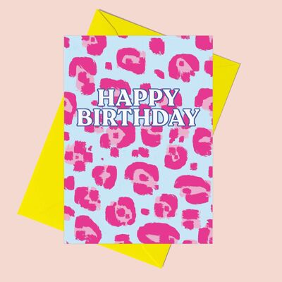 Biglietto di compleanno con stampa leopardata