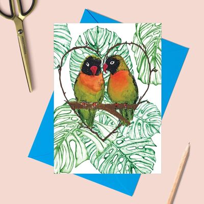 Liebe-Vögel-Grußkarte | Hochzeitstagskarte | Valentinstagskarte | Jubiläum