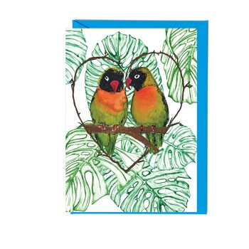 Carte de vœux des oiseaux d’amour | Carte du jour du mariage | Carte de la Saint-Valentin | Anniversaire 2