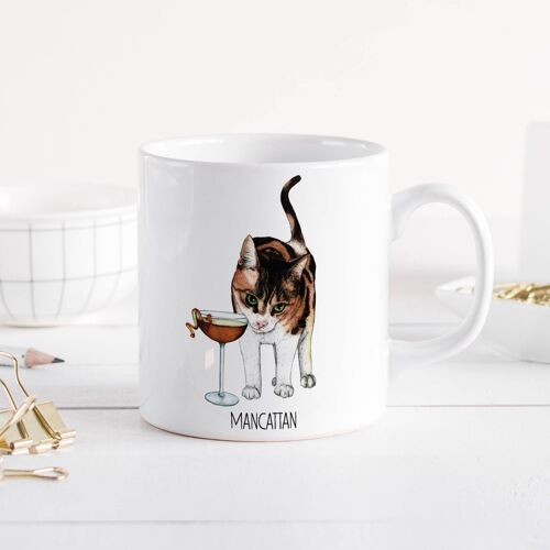 Mancattan Mug | Cat Coffee Mug |  Ceramic Mug | Cocktails