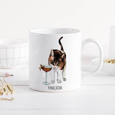 Mancattan Mug | Cat Coffee Mug |  Ceramic Mug | Cocktails
