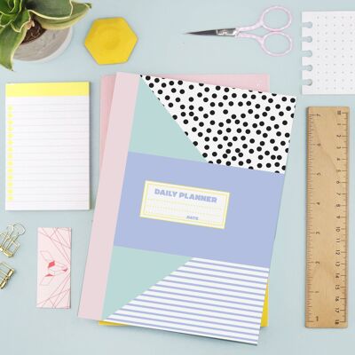 Memphis Geometric Daily Planner| Undated Diary | Eco Stationery