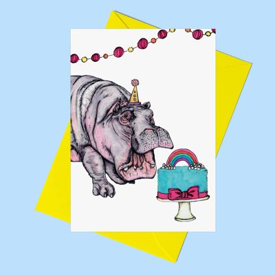 Party Hippo Greeting Card