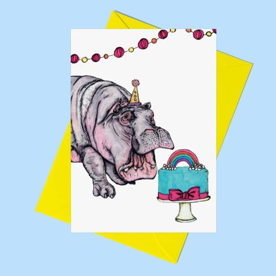 Party Hippo Grußkarte