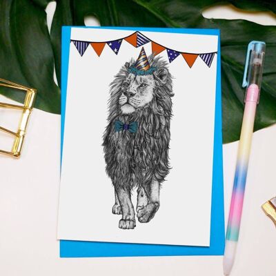Party Lion Greetings Card