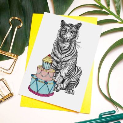 Party-Tiger-Grußkarte | Geburtstagskarte | Sein Geburtstag