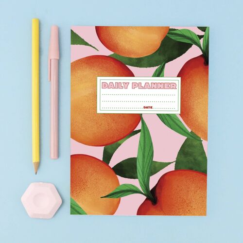 Peach Daily Planner | Patterned Undated Diary | Eco Stationery