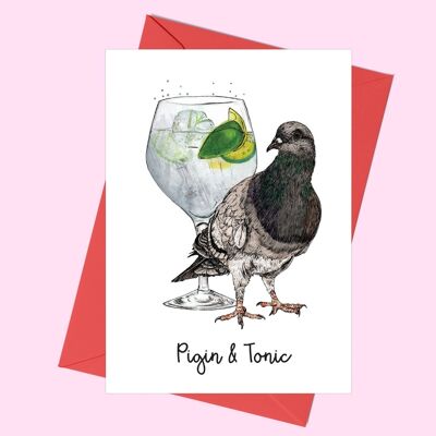 Pigin and Tonic Greeting Card | Funny Birthday Card | Cocktails