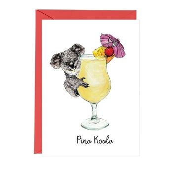 Pina Koala Carte de vœux | Carte drôle | Cocktails 2