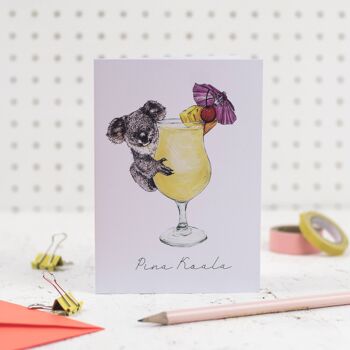 Pina Koala Carte de vœux | Carte drôle | Cocktails 3