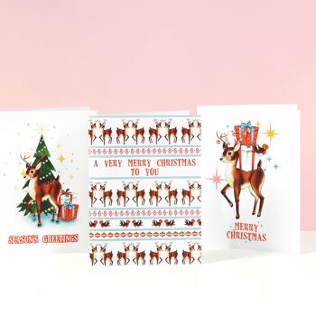Carte de Noël rétro à motif de renne Scandi | Milieu du siècle 5