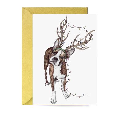 Biglietto d'auguri per il cane aiutante di Babbo Natale | Cartolina di Natale | Carta del cane