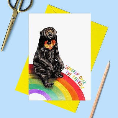 Sunbear Over the Rainbow Greeting Card