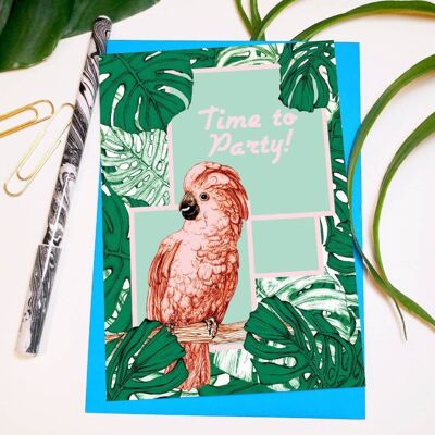 Tarjeta de felicitación Time To Party Tropical Cockatoo