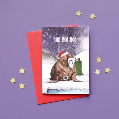 Carte de Noël amusante du Père Noël Morse | Des merveilles d'hiver