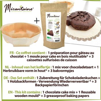 Gâteau chocolat- 1 préparation + 1 moule bois 3
