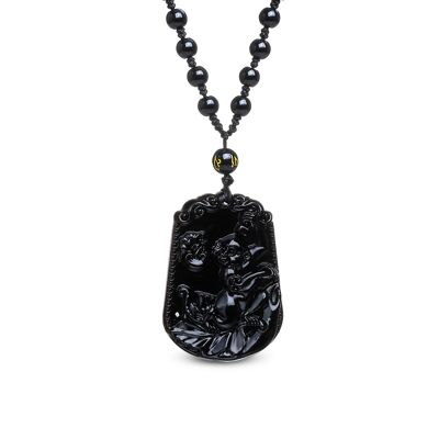 "Joy of the Monkey" Necklace in Black Obsidian