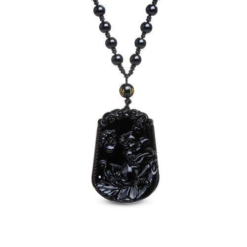 Collier "Joie du Singe" en Obsidienne Noire