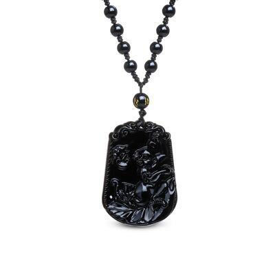 "Joy of the Monkey" Halskette aus schwarzem Obsidian