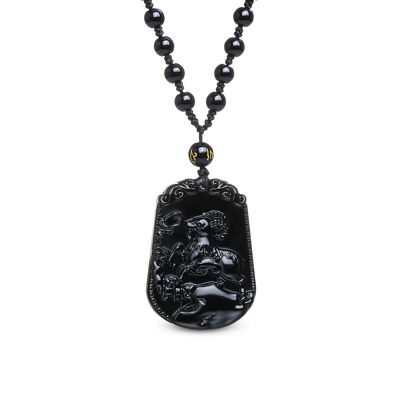Halskette "Unabhängigkeit der Ziege" aus schwarzem Obsidian
