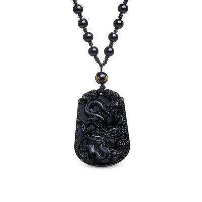 "Dragon Power" Necklace in Black Obsidian
