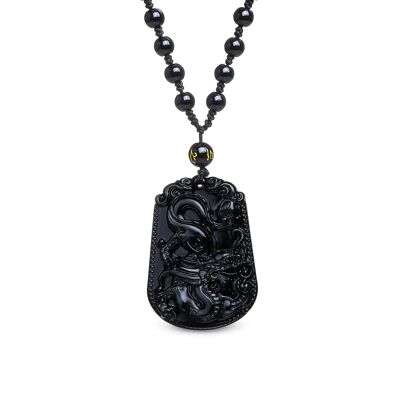 "Dragon Power" Halskette aus schwarzem Obsidian