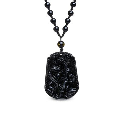 Collar "Misterio de la Serpiente" en Obsidiana Negra