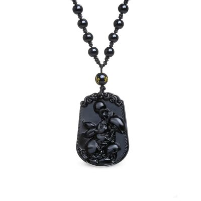 "Rabbit's Sensitivity" Halskette aus schwarzem Obsidian
