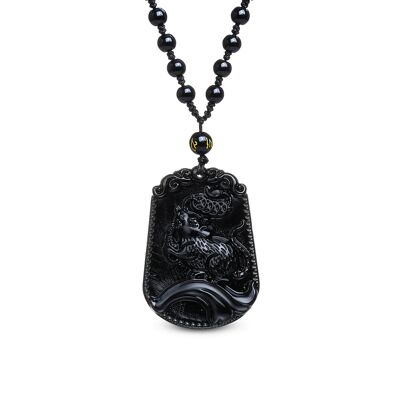 Collar "Suerte de la Rata" en Obsidiana Negra