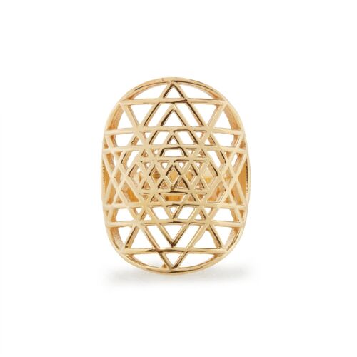 Bague "Sri Yantra" en Plaqué Or