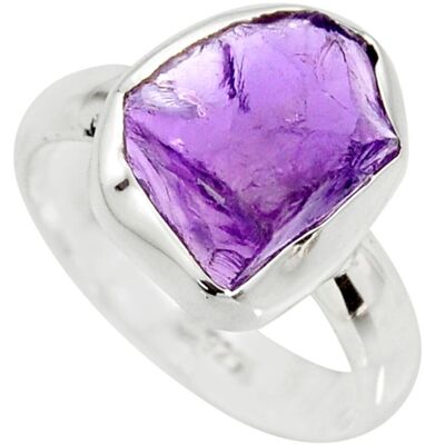 " Clarity and Wisdom " Ring in Raw Amethyst and 925 Silver