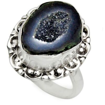 Ring "Authenticity" in Brown Geode and Silver 925