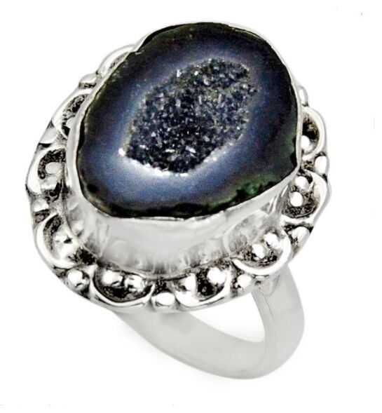 Anello "Autenticità" in Geode Marrone e Argento 925