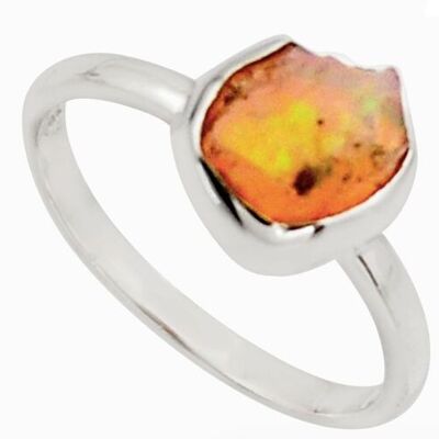 Ring "Fire of Transformation" in Ethiopian Opal and 925 Silver