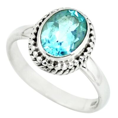"Spirit and Self-Expression" Ring in Blue Topaz and 925 Silver
