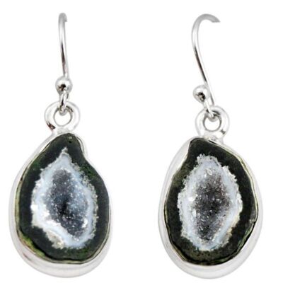 "Energy of Mother Nature" Earrings in Raw Geode and 925 Silver